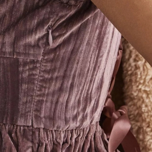 Anthropologie, New, Porridge Purple Velvet Lace-up Peplum Shirt, Size Large - Picture 4 of 16